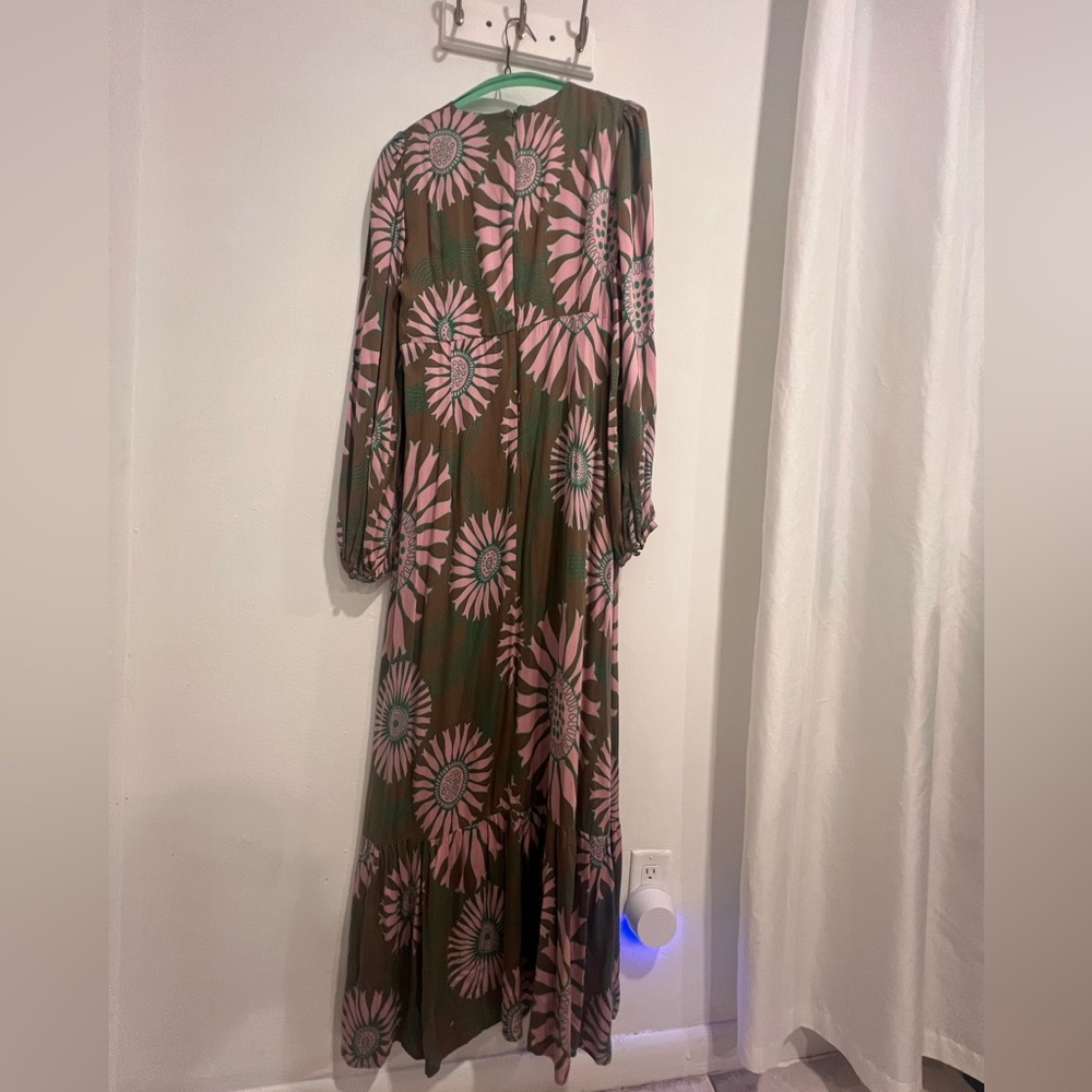 Floral Pink and Green Maxi Dress
